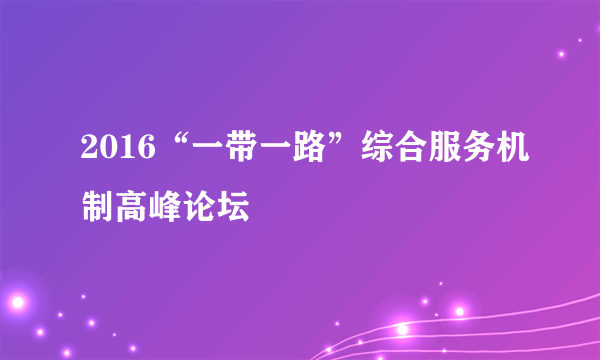 2016“一带一路”综合服务机制高峰论坛