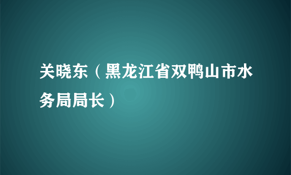 关晓东（黑龙江省双鸭山市水务局局长）