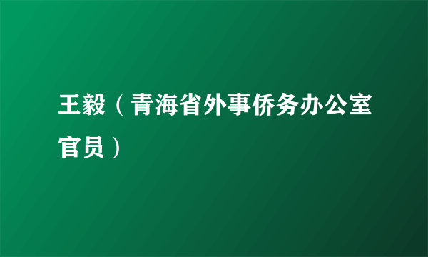 王毅（青海省外事侨务办公室官员）