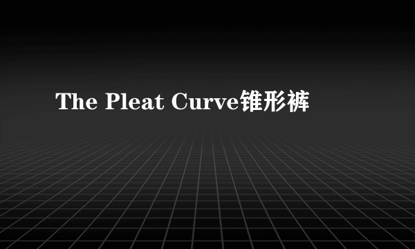 The Pleat Curve锥形裤