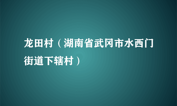 龙田村（湖南省武冈市水西门街道下辖村）