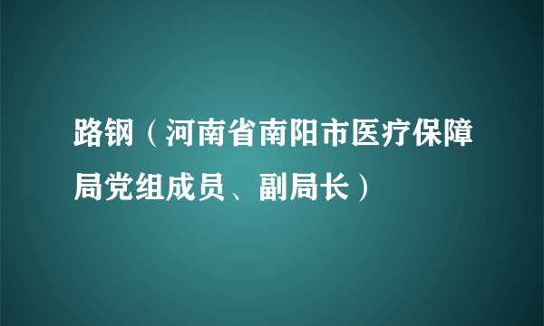 路钢（河南省南阳市医疗保障局党组成员、副局长）