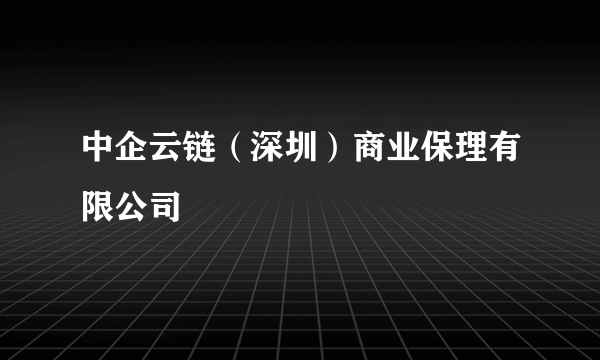 中企云链（深圳）商业保理有限公司