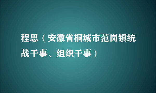 程思（安徽省桐城市范岗镇统战干事、组织干事）