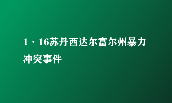 1·16苏丹西达尔富尔州暴力冲突事件