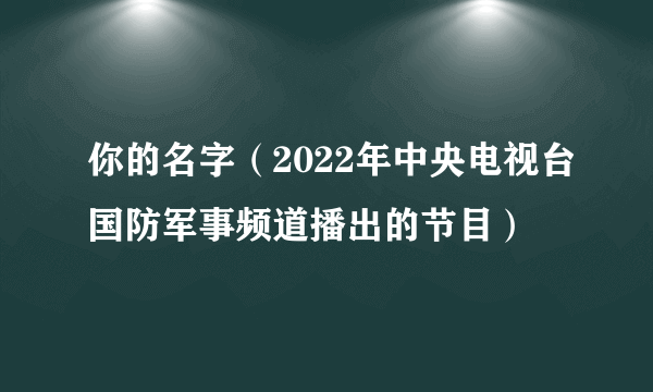 你的名字（2022年中央电视台国防军事频道播出的节目）