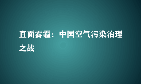 直面雾霾：中国空气污染治理之战