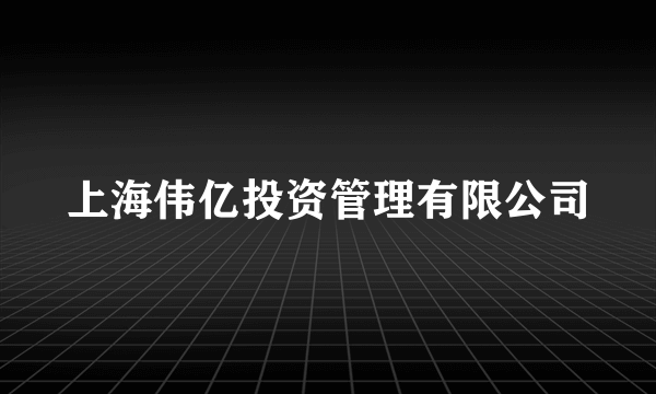 上海伟亿投资管理有限公司