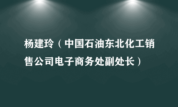 杨建玲（中国石油东北化工销售公司电子商务处副处长）