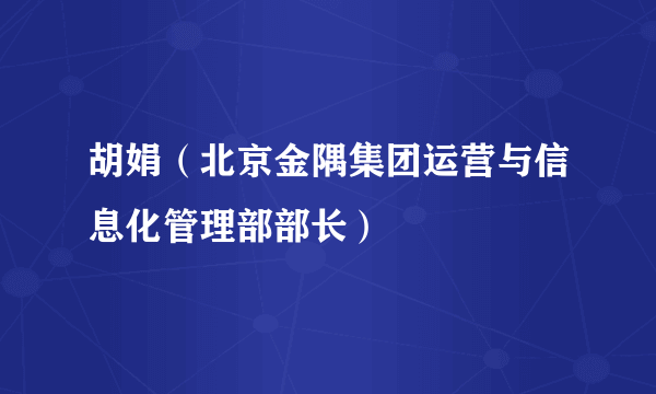 胡娟（北京金隅集团运营与信息化管理部部长）