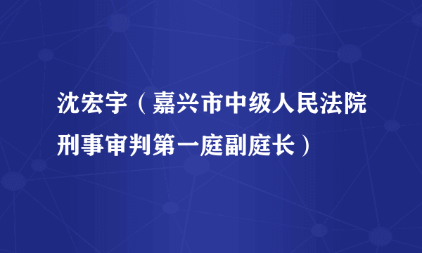 沈宏宇（嘉兴市中级人民法院刑事审判第一庭副庭长）