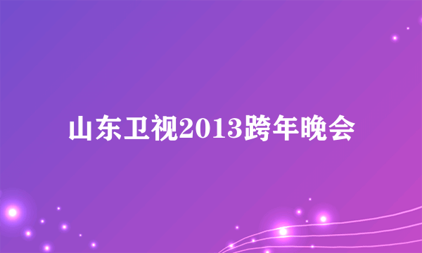 山东卫视2013跨年晚会