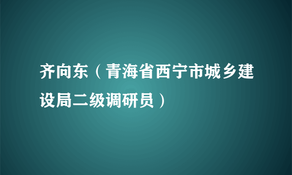 齐向东（青海省西宁市城乡建设局二级调研员）