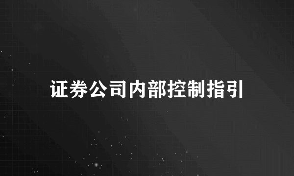 证券公司内部控制指引