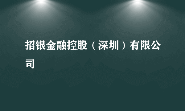 招银金融控股（深圳）有限公司