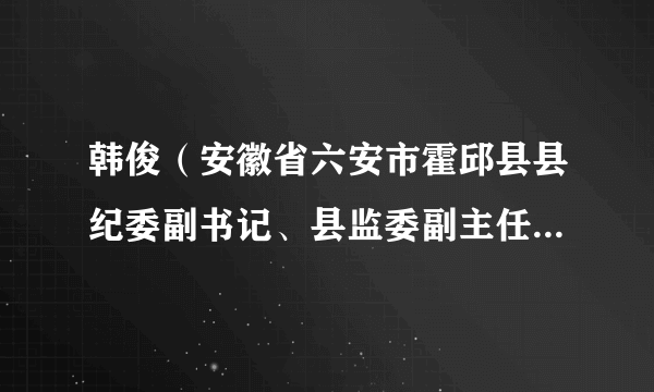 韩俊（安徽省六安市霍邱县县纪委副书记、县监委副主任、一级主任科员）