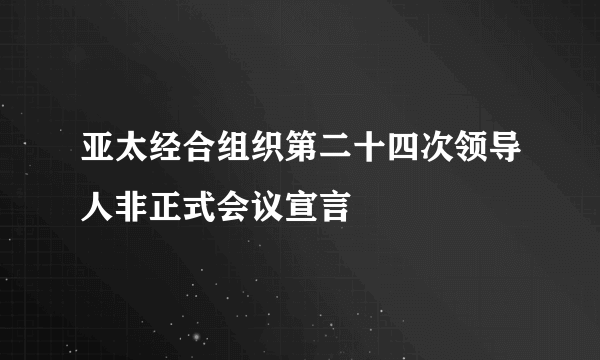 亚太经合组织第二十四次领导人非正式会议宣言