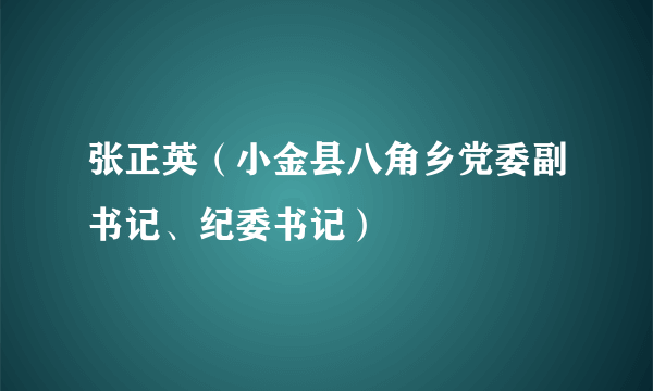 张正英（小金县八角乡党委副书记、纪委书记）