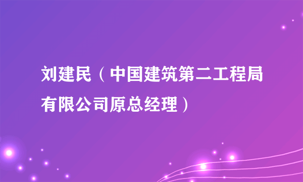 刘建民（中国建筑第二工程局有限公司原总经理）