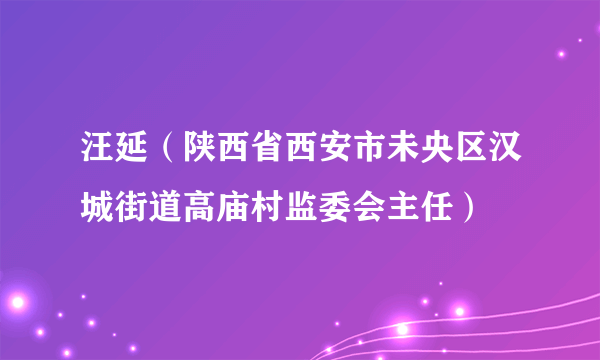 汪延（陕西省西安市未央区汉城街道高庙村监委会主任）