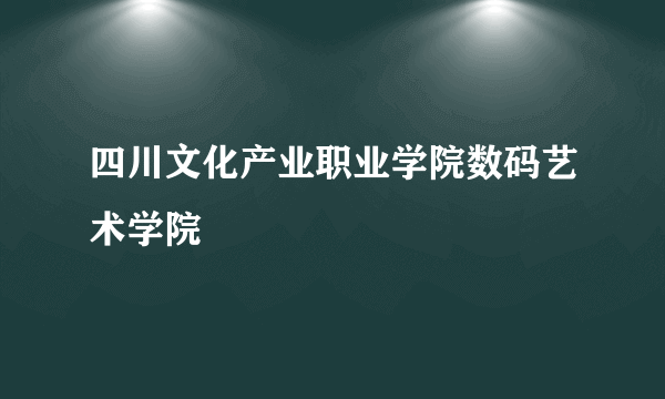 四川文化产业职业学院数码艺术学院