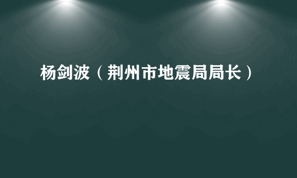 杨剑波（荆州市地震局局长）