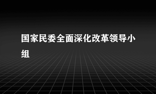 国家民委全面深化改革领导小组