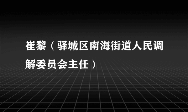 崔黎（驿城区南海街道人民调解委员会主任）