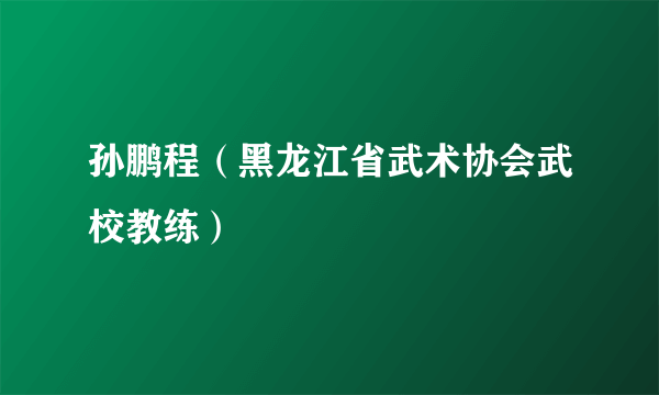 孙鹏程（黑龙江省武术协会武校教练）