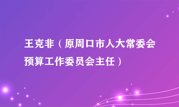 王克非（原周口市人大常委会预算工作委员会主任）