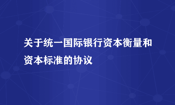 关于统一国际银行资本衡量和资本标准的协议