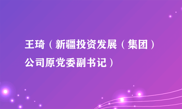 王琦（新疆投资发展（集团）公司原党委副书记）