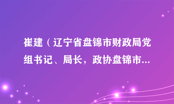 崔建（辽宁省盘锦市财政局党组书记、局长，政协盘锦市第九届委员会党组成员、副主席）