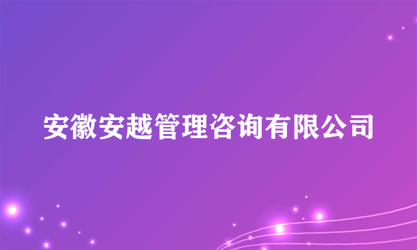 安徽安越管理咨询有限公司