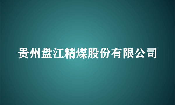 贵州盘江精煤股份有限公司