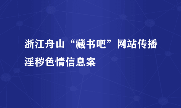 浙江舟山“藏书吧”网站传播淫秽色情信息案