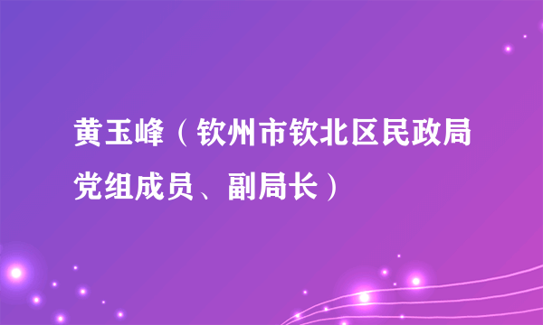 黄玉峰（钦州市钦北区民政局党组成员、副局长）