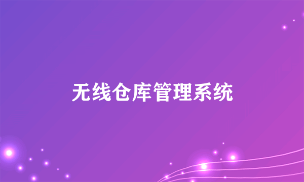 无线仓库管理系统