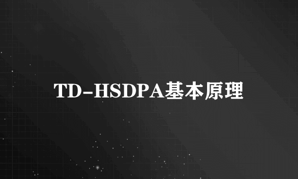 TD-HSDPA基本原理