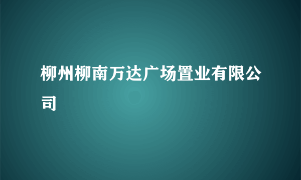 柳州柳南万达广场置业有限公司