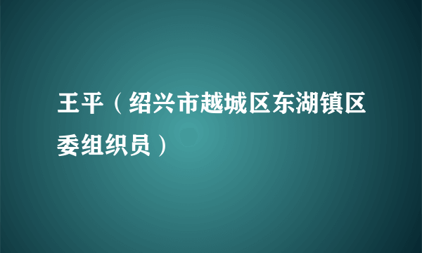 王平（绍兴市越城区东湖镇区委组织员）