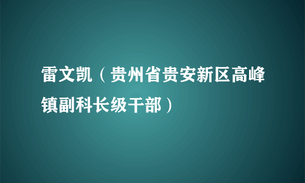 雷文凯（贵州省贵安新区高峰镇副科长级干部）