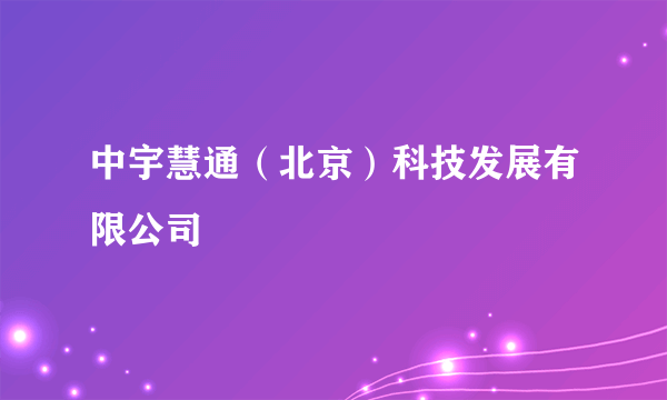 中宇慧通（北京）科技发展有限公司