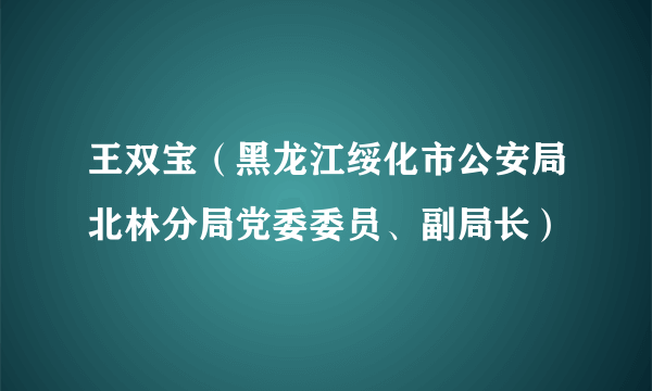 王双宝（黑龙江绥化市公安局北林分局党委委员、副局长）