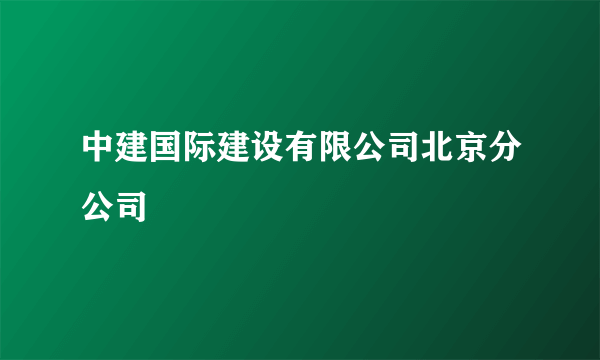 中建国际建设有限公司北京分公司