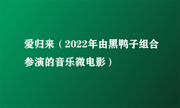 爱归来（2022年由黑鸭子组合参演的音乐微电影）