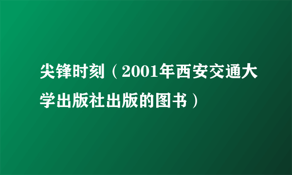 尖锋时刻（2001年西安交通大学出版社出版的图书）