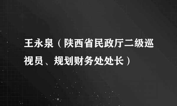 王永泉（陕西省民政厅二级巡视员、规划财务处处长）