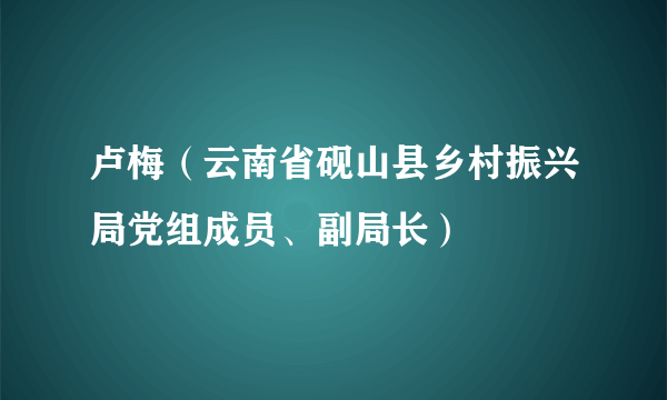 卢梅（云南省砚山县乡村振兴局党组成员、副局长）