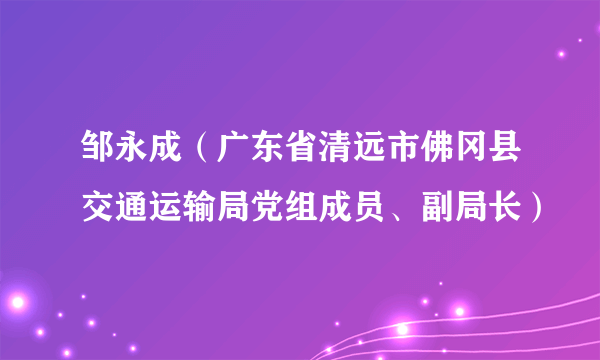 邹永成（广东省清远市佛冈县交通运输局党组成员、副局长）